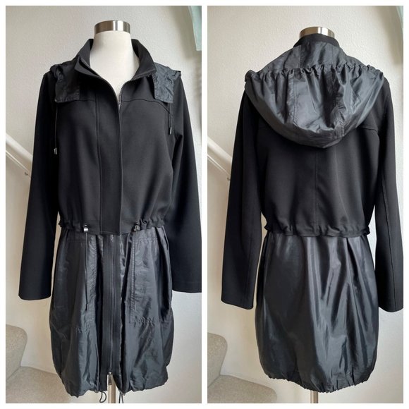Elie Tahari Jackets & Blazers - Elie Tahari Black Mixed Media Trench Coat